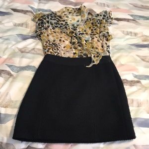 Milly tweed mini / sheer dotted top dress